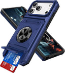 For iPhone 17 16 E 15 14 13 11 Pro Max 8 Case Shockproof Card Wallet Ring Cover