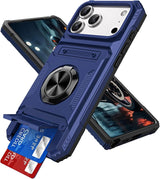 For iPhone 17 16 E 15 14 13 11 Pro Max 8 Case Shockproof Card Wallet Ring Cover