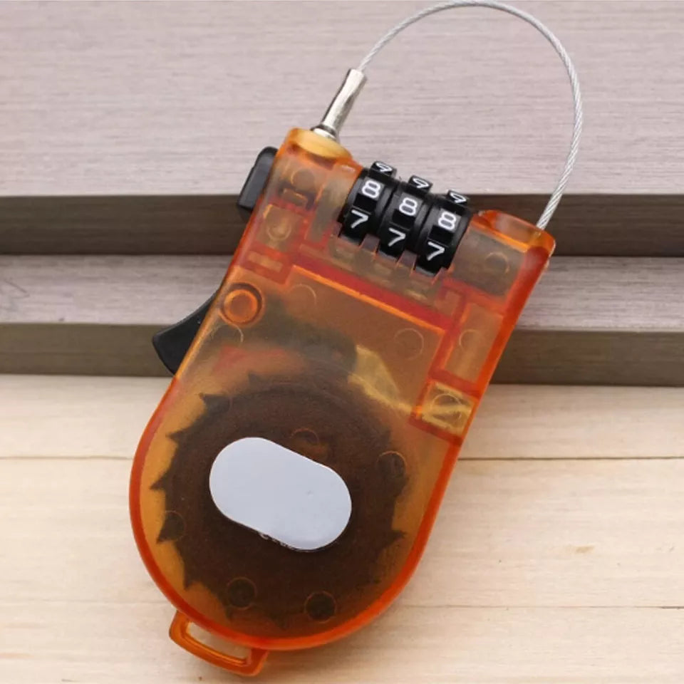 3 Digit Cable Lock Retractable Steel Cable Lock