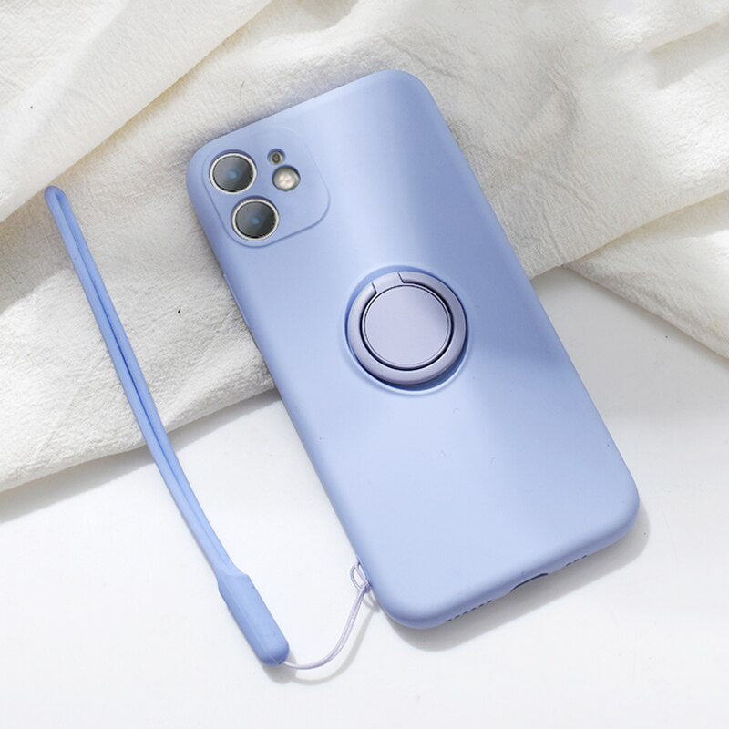 Ring Silicone iPhone 13/12/Pro/Max/11/XR/XS Shockproof Case Stand Lanyard Cover