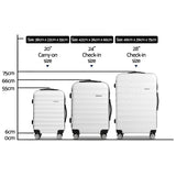 Wanderlite 3pcs Luggage Trolley Travel Suitcase Set TSA Hard Shell Case Strap White