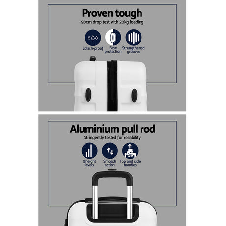 Wanderlite 3Set 20-24-28 Inch Luggage with TSA Lock Spinner Travel Suitcase Carry On Hard Shell Luggage Case White