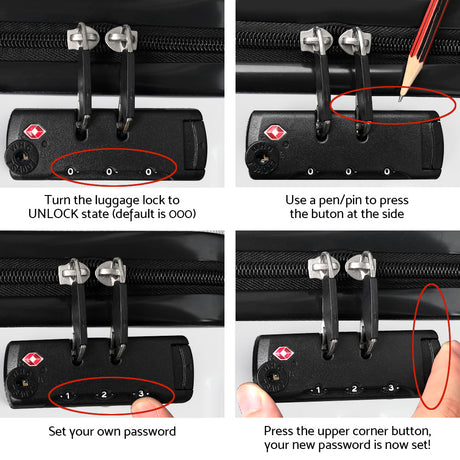 Wanderlite 3Set 20-24-28 Inch Luggage with TSA Lock Spinner Travel Suitcase Carry On Hard Shell Luggage Case White
