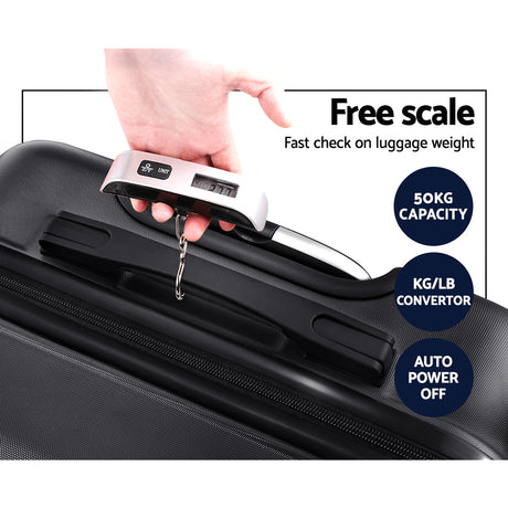 Wanderlite 20 Inch Luggage with Zipper Lock Travel Suitcase Carry On Hard Shell Luggage Case Black