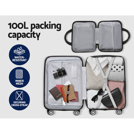 Wanderlite 2Set 20 Inch Luggage Case with 12 Inch Handheld Luggage Box Hard Shell Travel Suitcase TSA Lock Dark Grey