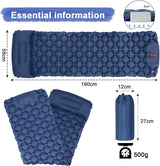 Ultralight Inflatable Camping Sleeping Pad with Pillow for Travelling and Hiking