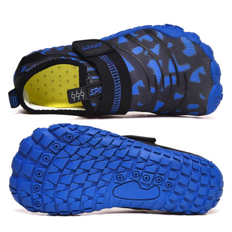 Kids Water Shoes Barefoot Quick Dry Aqua Sports Shoes Boys Girls (Pattern Printed) - Blue Size Bigkid US2=EU32