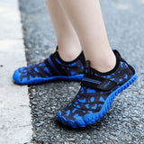 Kids Water Shoes Barefoot Quick Dry Aqua Sports Shoes Boys Girls (Pattern Printed) - Blue Size Bigkid US4 = EU36