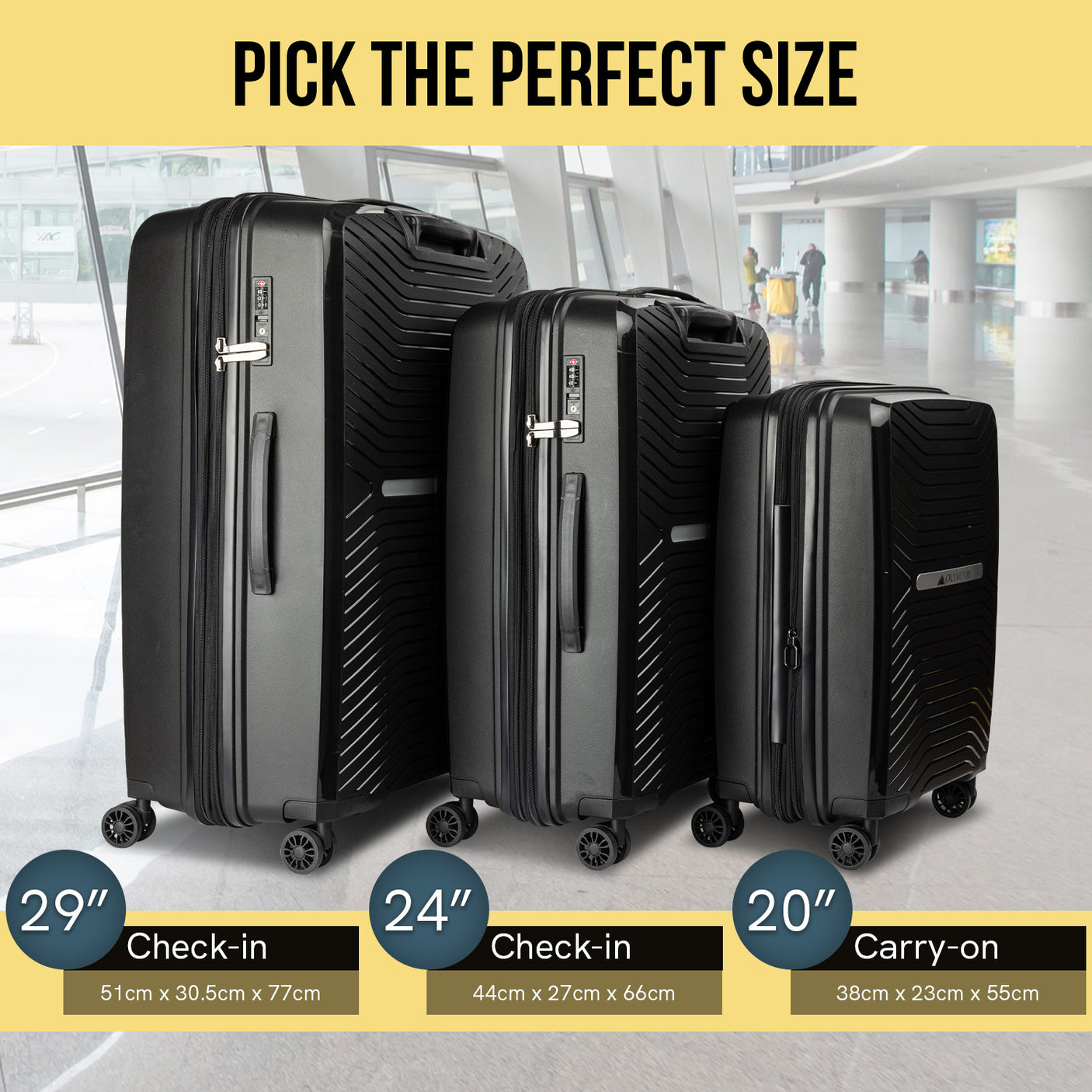 Olympus Astra 29in Lightweight Hard Shell Suitcase - Obsidian Black