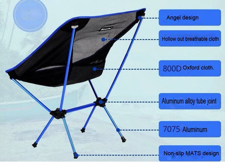 Ultralight Aluminum Alloy Folding Camping Camp Chair Outdoor Hiking Brown