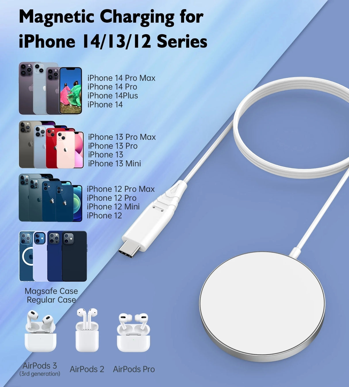 CHOETECH T518-F 15W Removable Wireless Magnetic Charger for iPhone12/13/14
