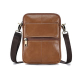 Genuine leather men's crossbody bag oiled wax leather Satchel Crossbody Bag (Brown)