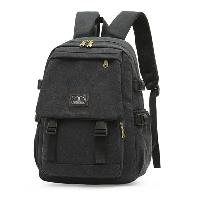 Unisex Black Canvas Backpack | Waterproof & Durable Outdoor Rucksack