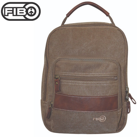 FIB Canvas Sling Bag Shoulder Strap Messenger Travel Pack w Tablet Pocket - Khaki