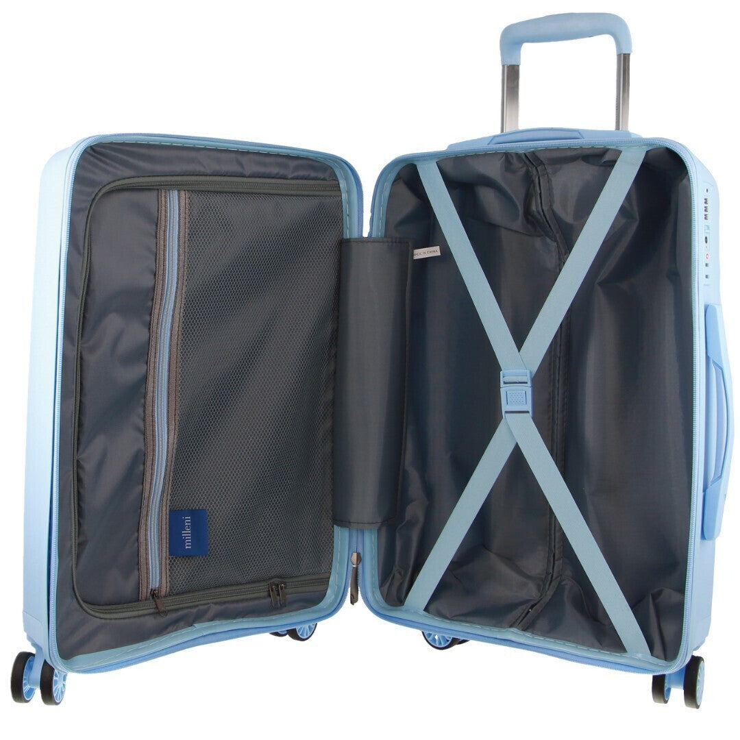 Pierre Cardin Inspired Milleni Hardshell 3-Piece Luggage Bag Set Travel Suitcase - Blue