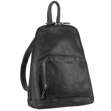 Milleni Genuine Italian Leather Soft Nappa Leather Backpack Travel Bag - Black
