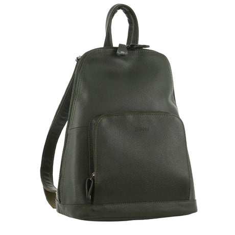 Milleni Womens Twin Zip Backpack Nappa Italian Leather Travel Bag - Grape Leaf